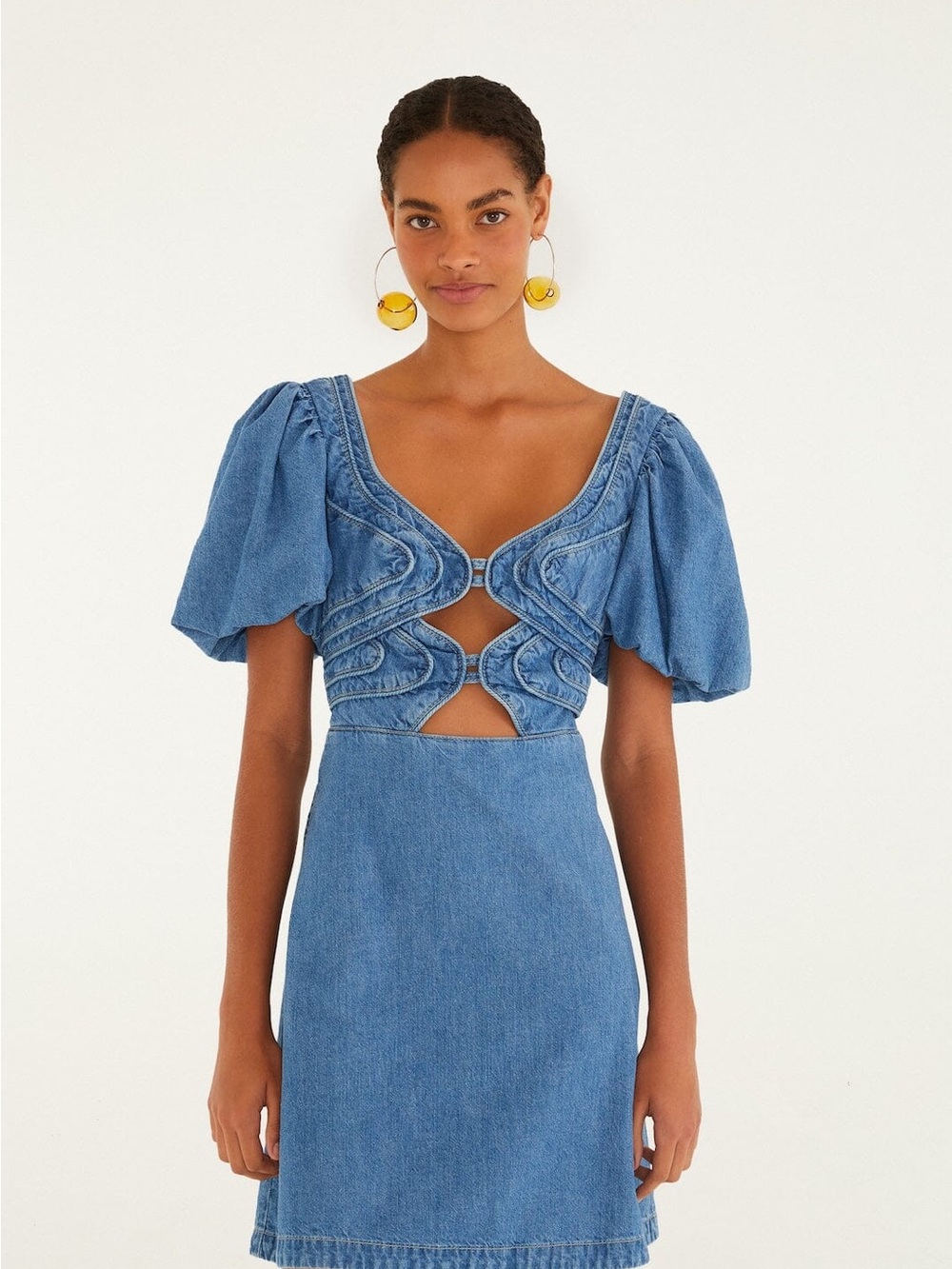 Farm Rio: DENIM LOOP MINİ DRESS - Picture 3 of 12